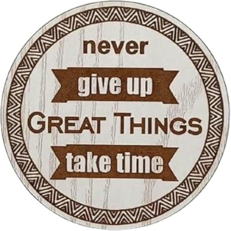 Sign & Design Success Motivational Quote Wood Round Coaster/Coaster, 6 Mil Thick, Beige, 9.5 x 9.5 x 0.6 cm